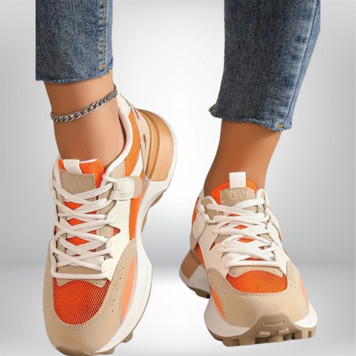 Kaitlyn's Vibrant Orange Sneakers