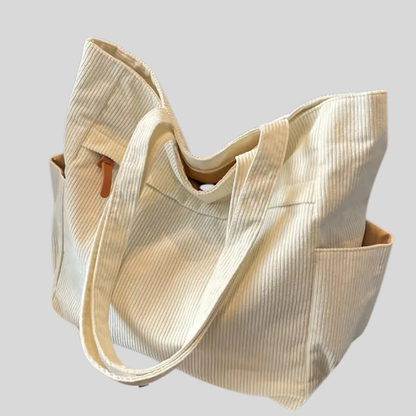 Stylish Corduroy Tote Bag with Comfortable Fixed Shoulder Straps