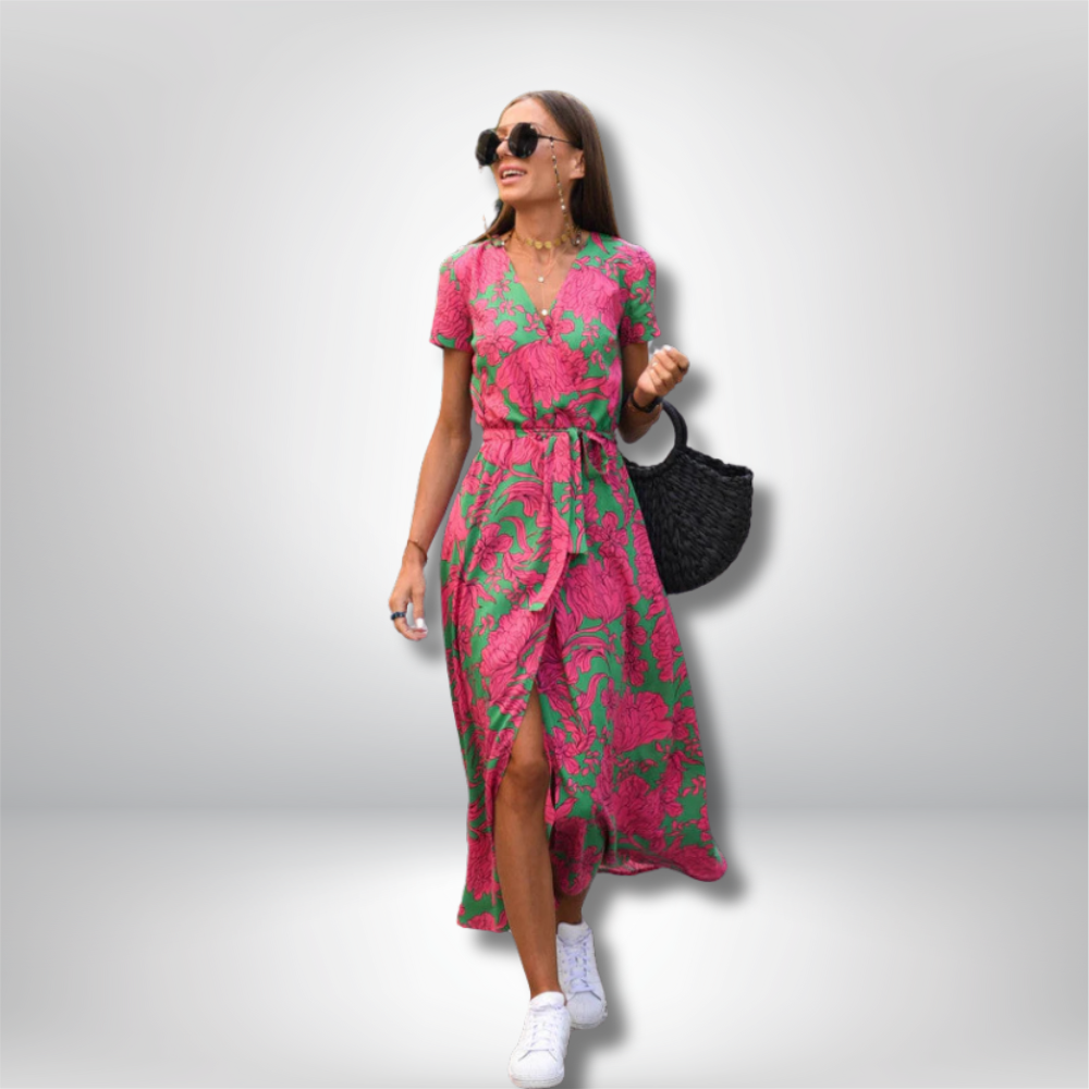 Bella - Stunning V-Neck Long Dress for Effortless Elegance