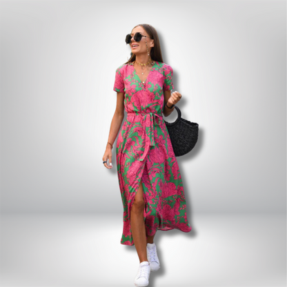 Bella - Stunning V-Neck Long Dress for Effortless Elegance