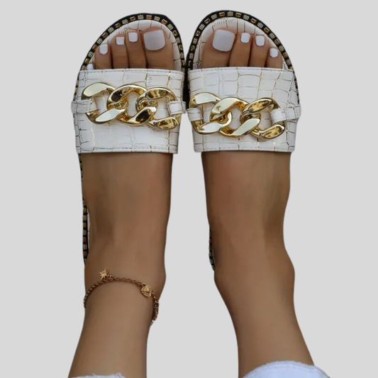 Edith - Stylish Crocodile-Printed Mules