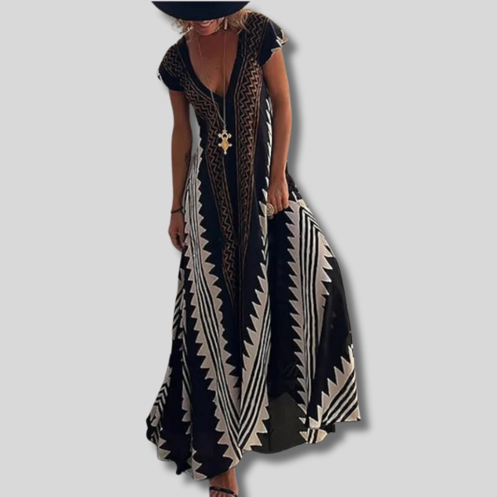 Carla - Stunning Women's Bohemian Maxi Dress Featuring a Chic Geometric Design
