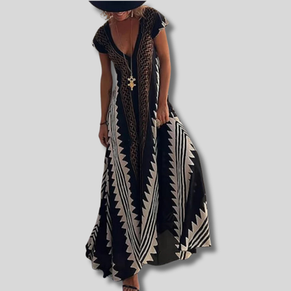 Carla - Stunning Women's Bohemian Maxi Dress Featuring a Chic Geometric Design