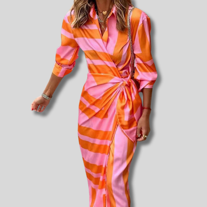 Ayla - Stylish Orange and Pink Summer Dress