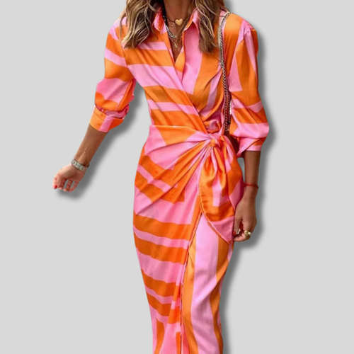 Ayla - Stylish Orange and Pink Summer Dress