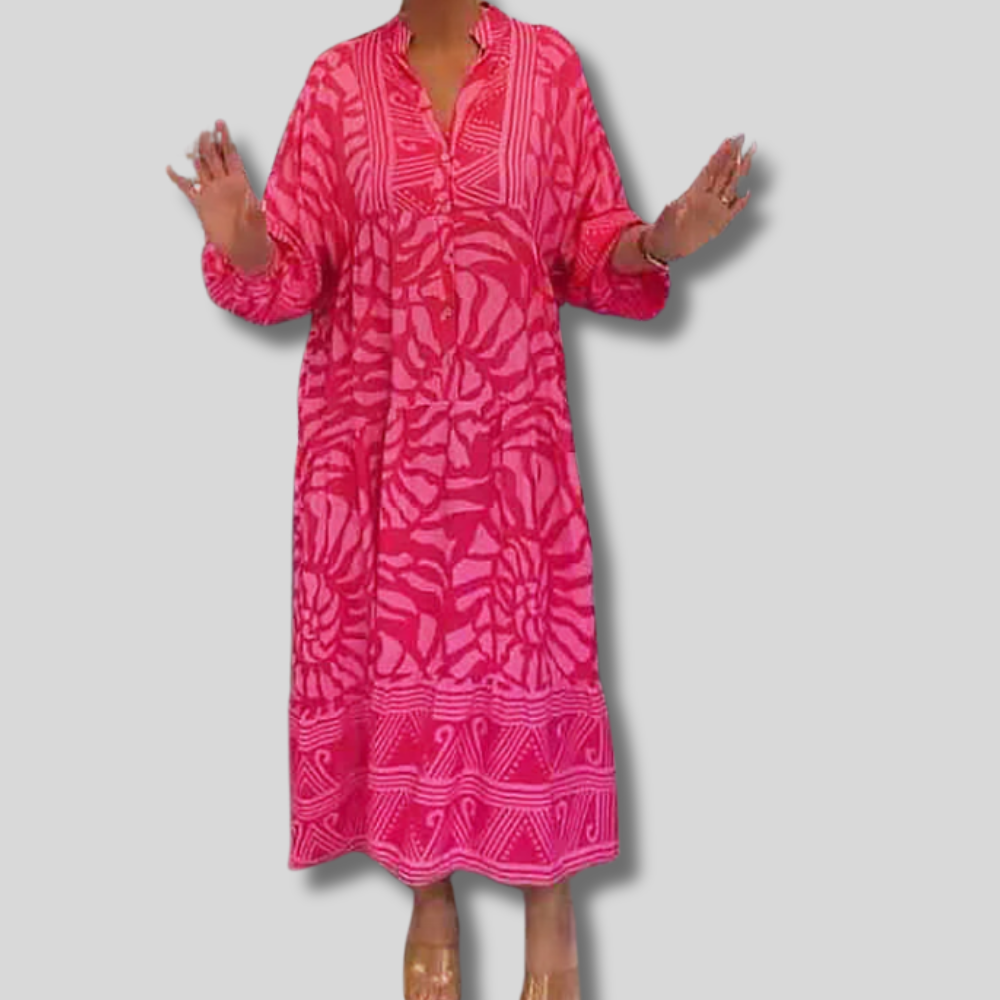 Chic Amira V-Neck Printed Maxi Dress for Effortless Style