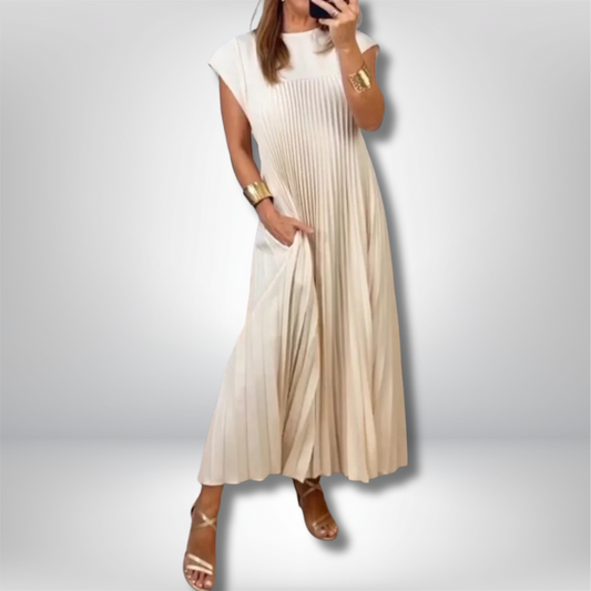 Zoey - Elegant Sleeveless Pleated Dress in Chic Solid Colors