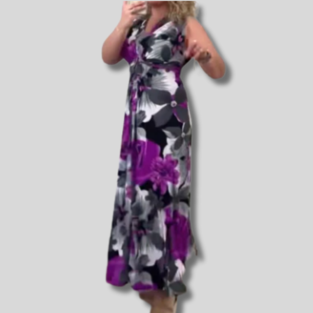 Floral Elegance - Women’s Sleeveless Maxi Dress - Perfect Summer Outfit