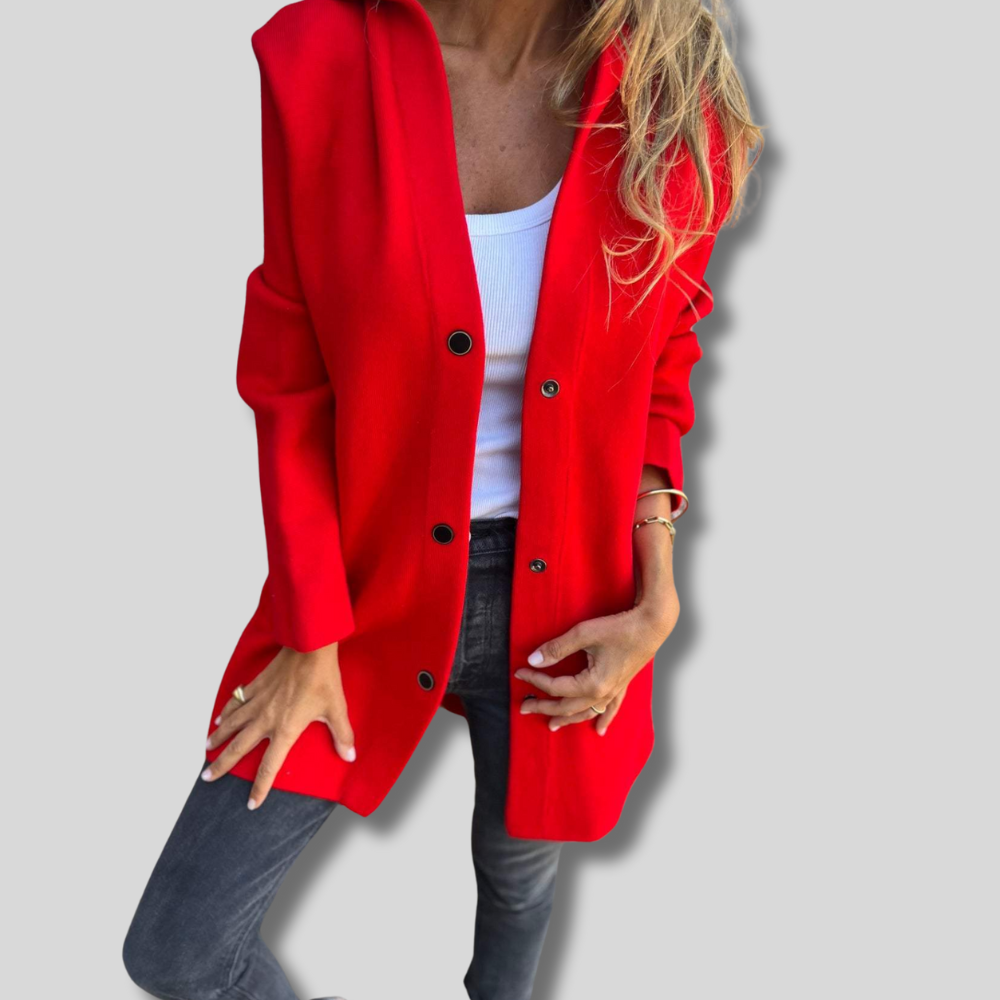 Charming Lizzy Cardigan Featuring Stylish Buttons and Cozy Hood