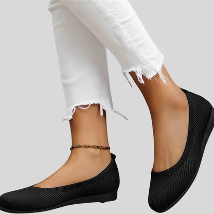 Frances - Chic Embellished Ballerinas with a Cozy Knitted Touch