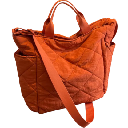Stylish Quilted Puffer Handbag Tote with Zipper Closure