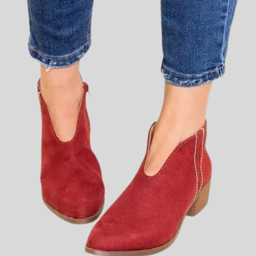 Jolie - Chic V-Cut Zip-Up Booties for Effortless Style