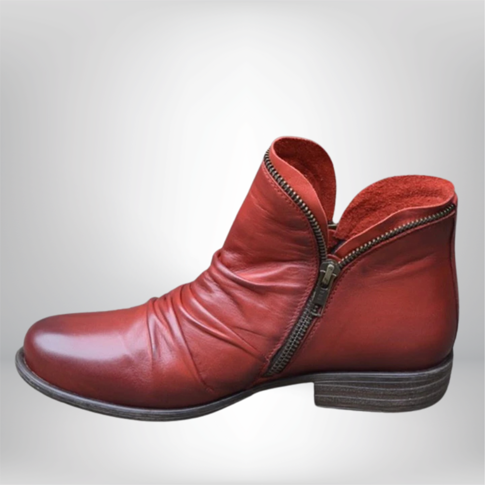 Stylish Ariana Leather Boots with Chic Zipper Detail