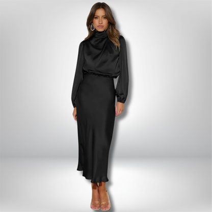 Ellie - Stunning Dress with Luxurious Satin Sleeves