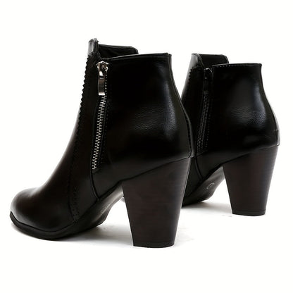 Lotte - Stylish Round-Toe Ankle Boots with a Trendy Chunky Heel