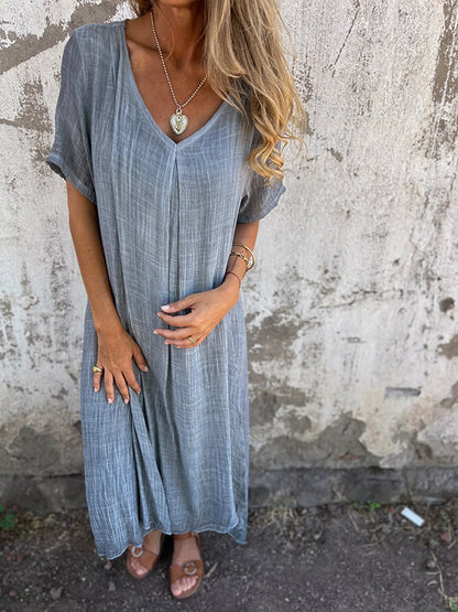 Kayla - Flowy Long Cotton Dress for Effortless Style