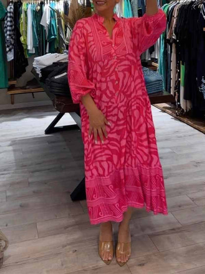 Chic Amira V-Neck Printed Maxi Dress for Effortless Style