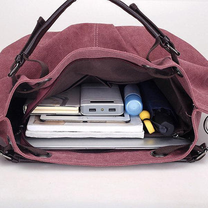 Chic Retro Canvas Large Handbag: Versatile Crossbody Style