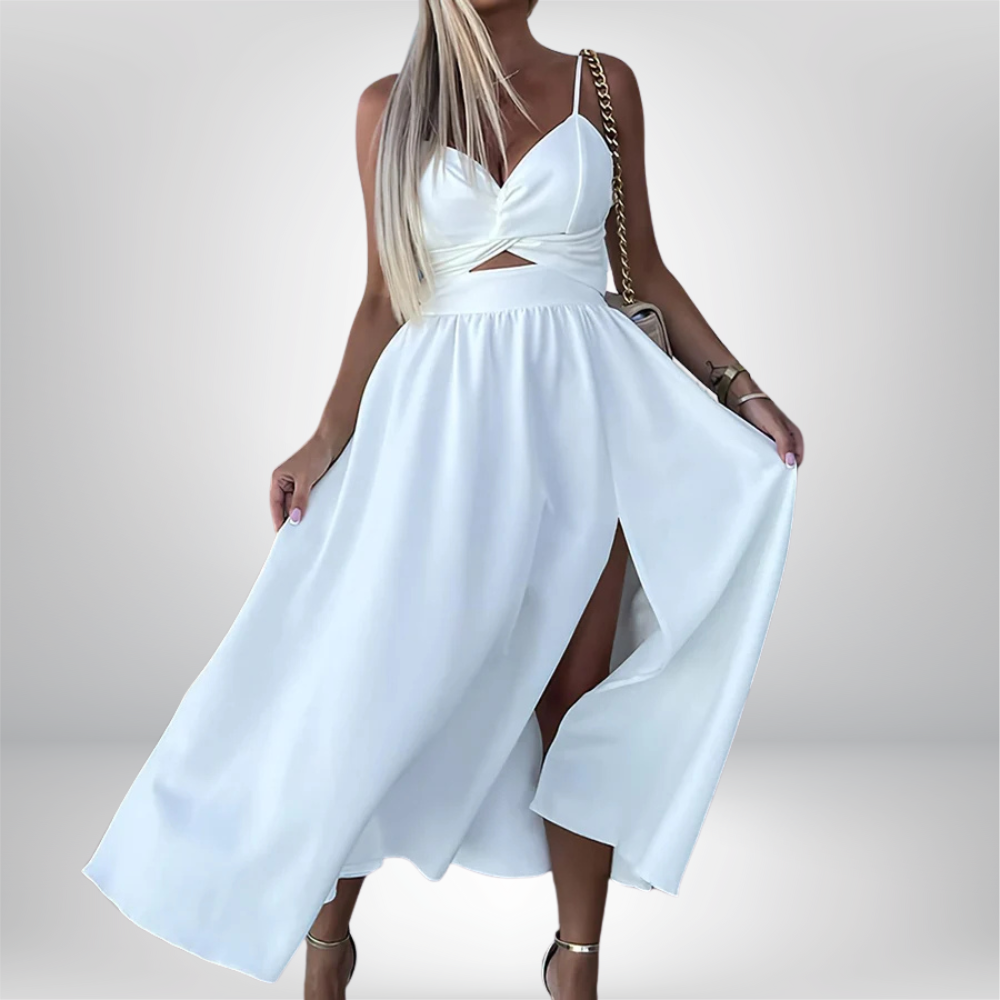 Alba - Elegant Slit Midi Dress for Effortless Style