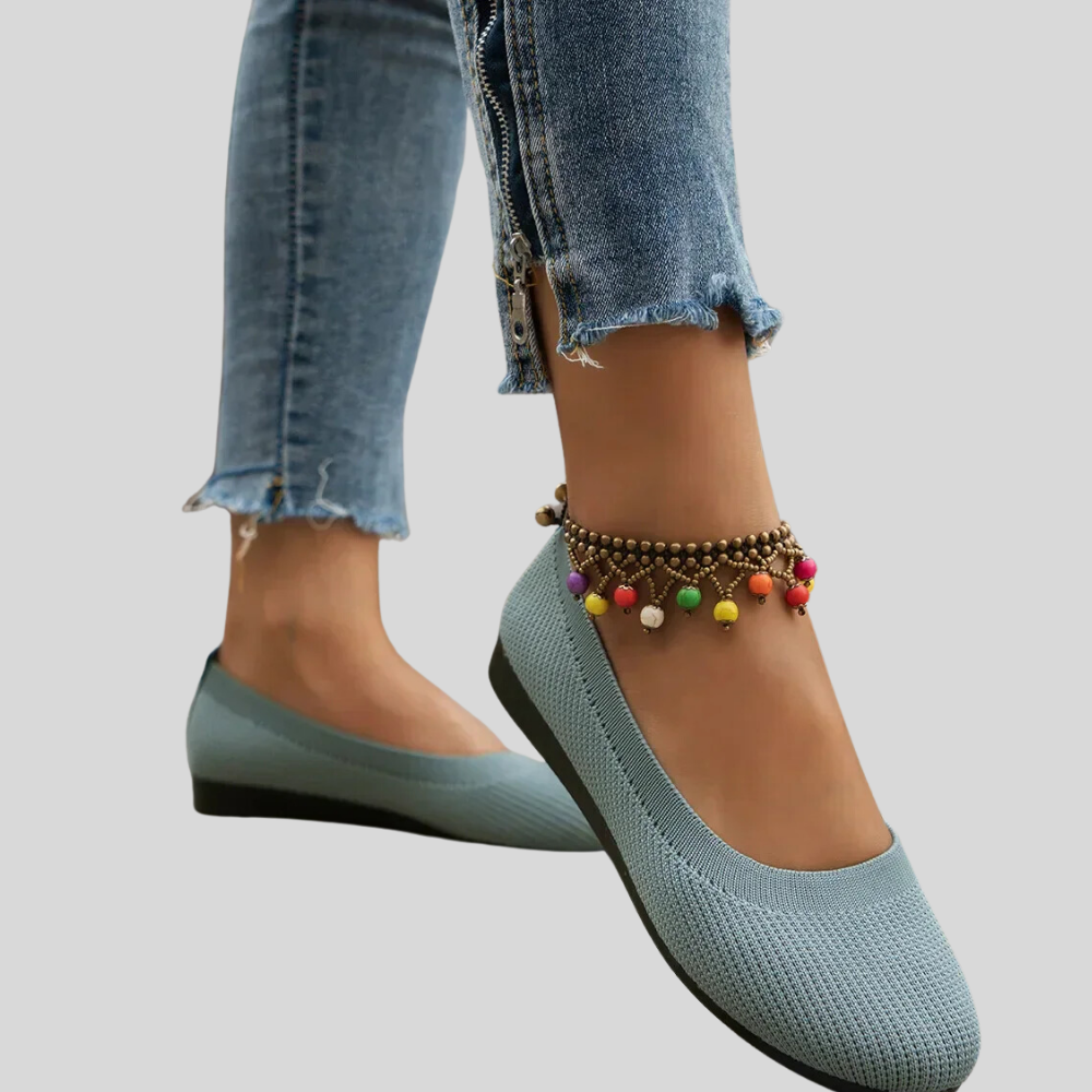 Frances - Chic Embellished Ballerinas with a Cozy Knitted Touch