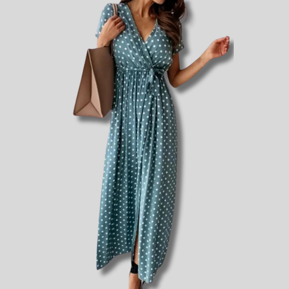 Celeste - Elegant Women's V-Neck Maxi Dress for Timeless Style