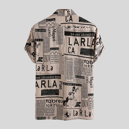 Davie - Stylish Men's Shirt Featuring Trendy Newspaper Print