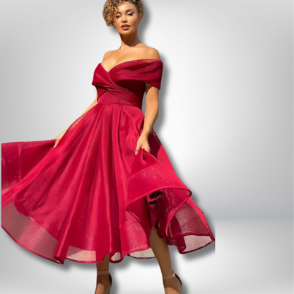 Dalila - Elegant Off-Shoulder Party Nightdress for a Dazzling Night Out