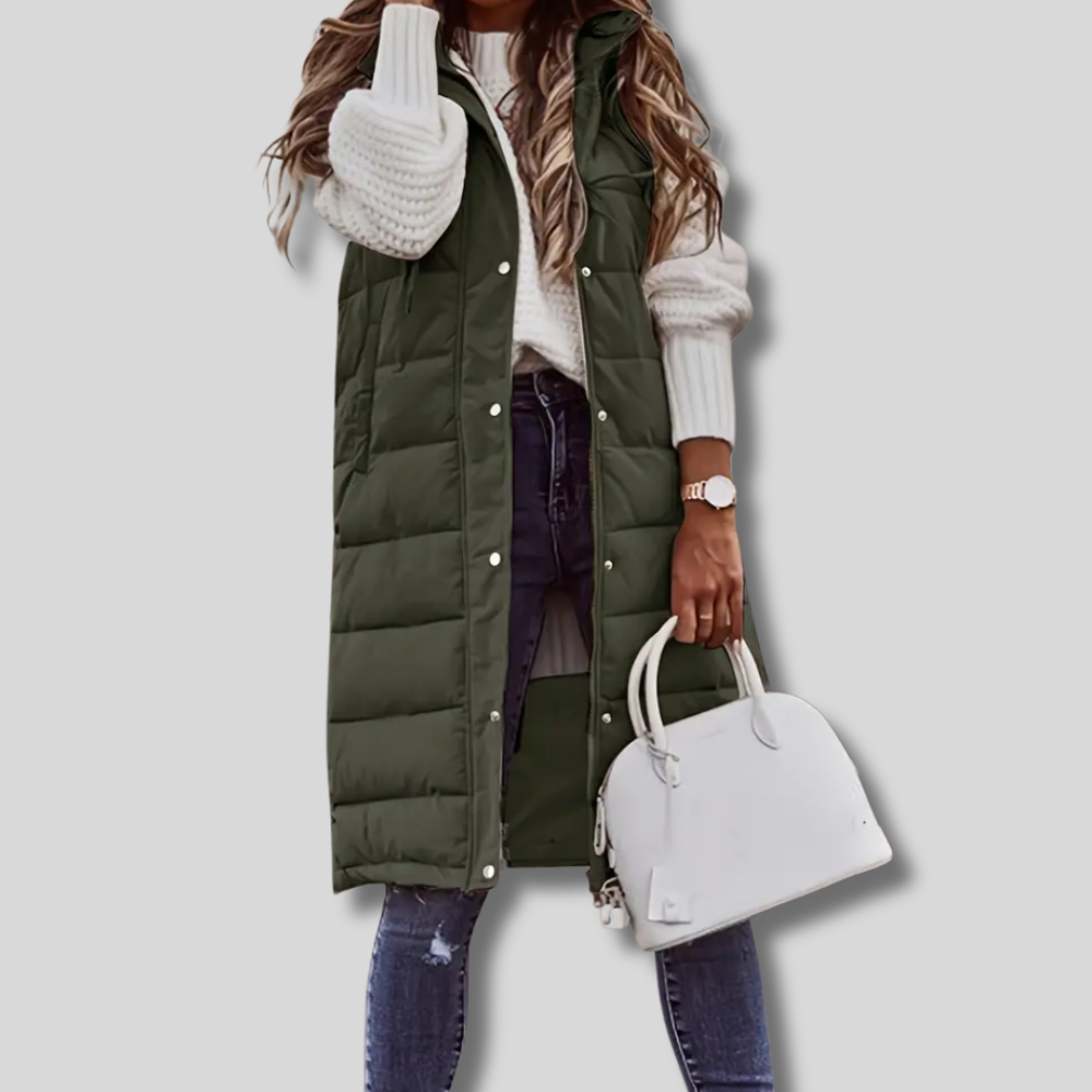 Chic Kiralee Women's Sleeveless Hooded Coat