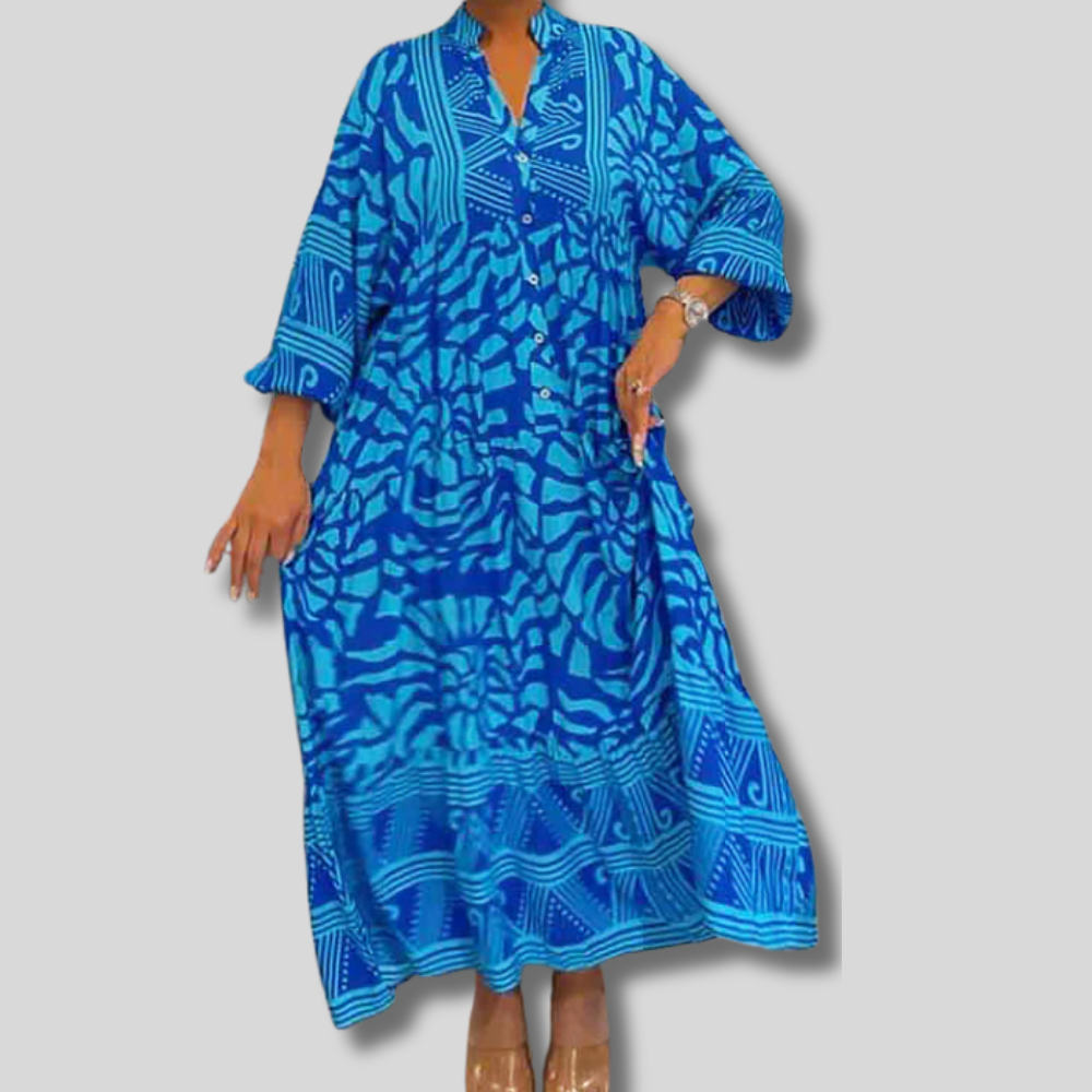 Chic Amira V-Neck Printed Maxi Dress for Effortless Style