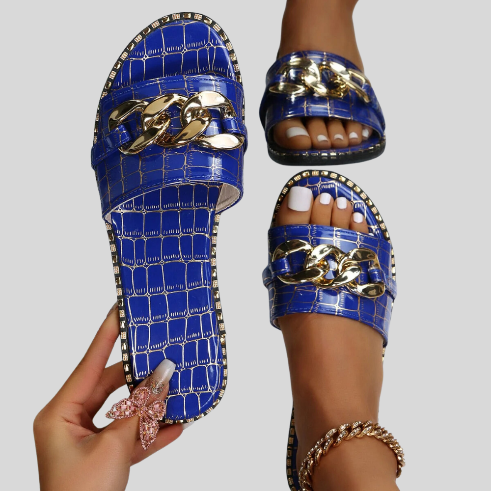 Edith - Stylish Crocodile-Printed Mules