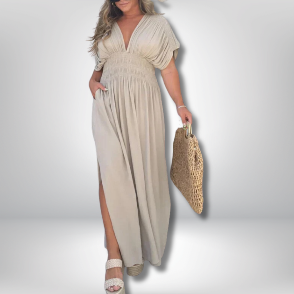 Julia - Elegant Maxi Dress with Flattering V-Neckline