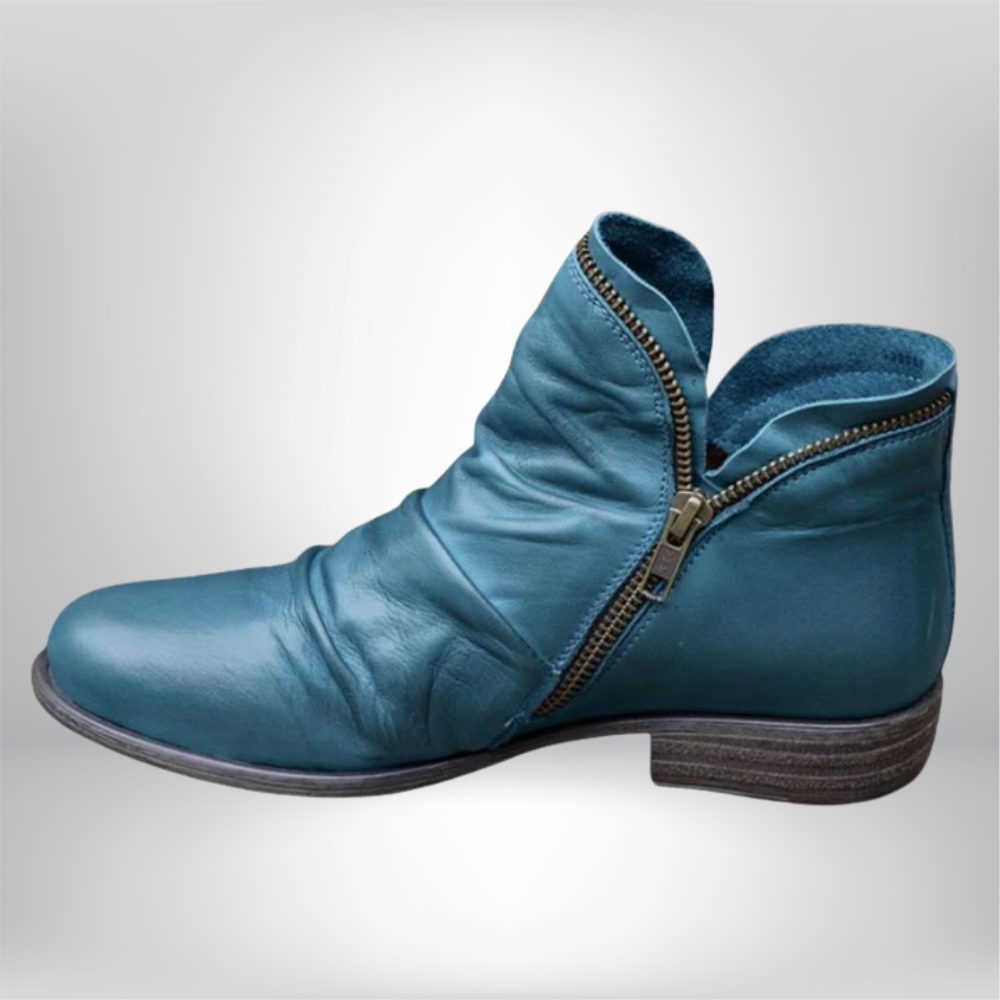 Stylish Ariana Leather Boots with Chic Zipper Detail