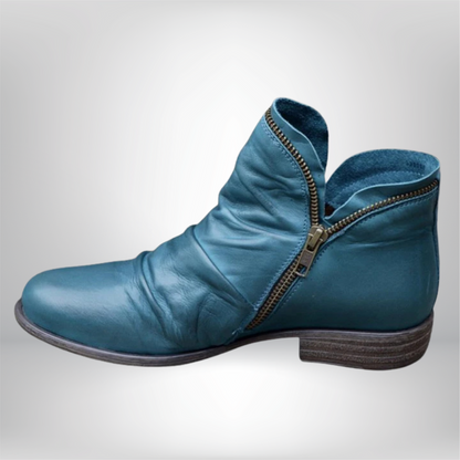 Stylish Ariana Leather Boots with Chic Zipper Detail