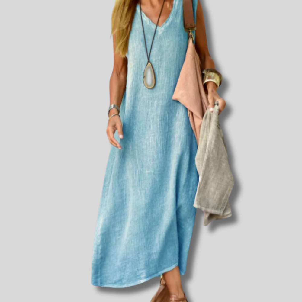 Charlotte - Elegant Women's V-Neck Maxi Dress for Effortless Style