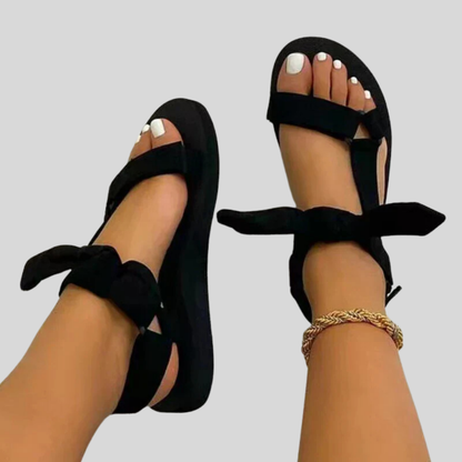 Stylish Leopard Print Flat Summer Sandals with Charming Bow