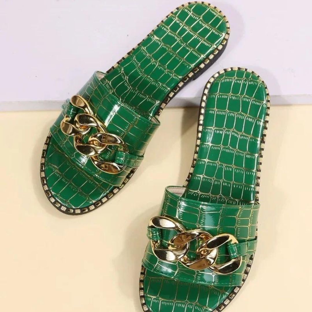 Edith - Stylish Crocodile-Printed Mules