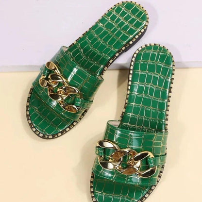 Edith - Stylish Crocodile-Printed Mules
