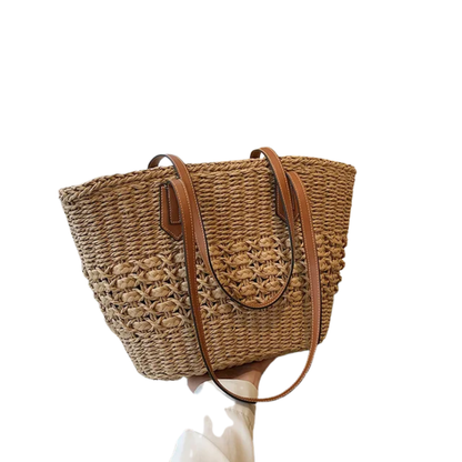 Stylish Bohemian Straw Shoulder Bag for the Beach
