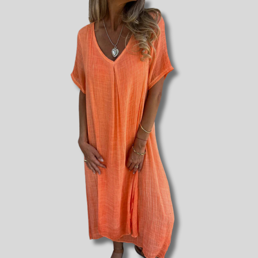 Kayla - Flowy Long Cotton Dress for Effortless Style