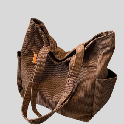 Stylish Corduroy Tote Bag with Comfortable Fixed Shoulder Straps