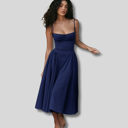 Kaylee - Stylish Sleeveless Midi Sun Dress Featuring a Flattering Corset Design