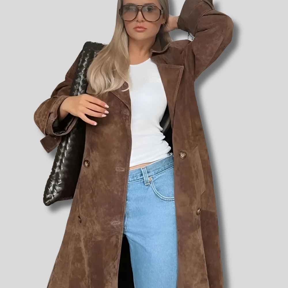 Maya - Luxurious Suede Long Coat for Women