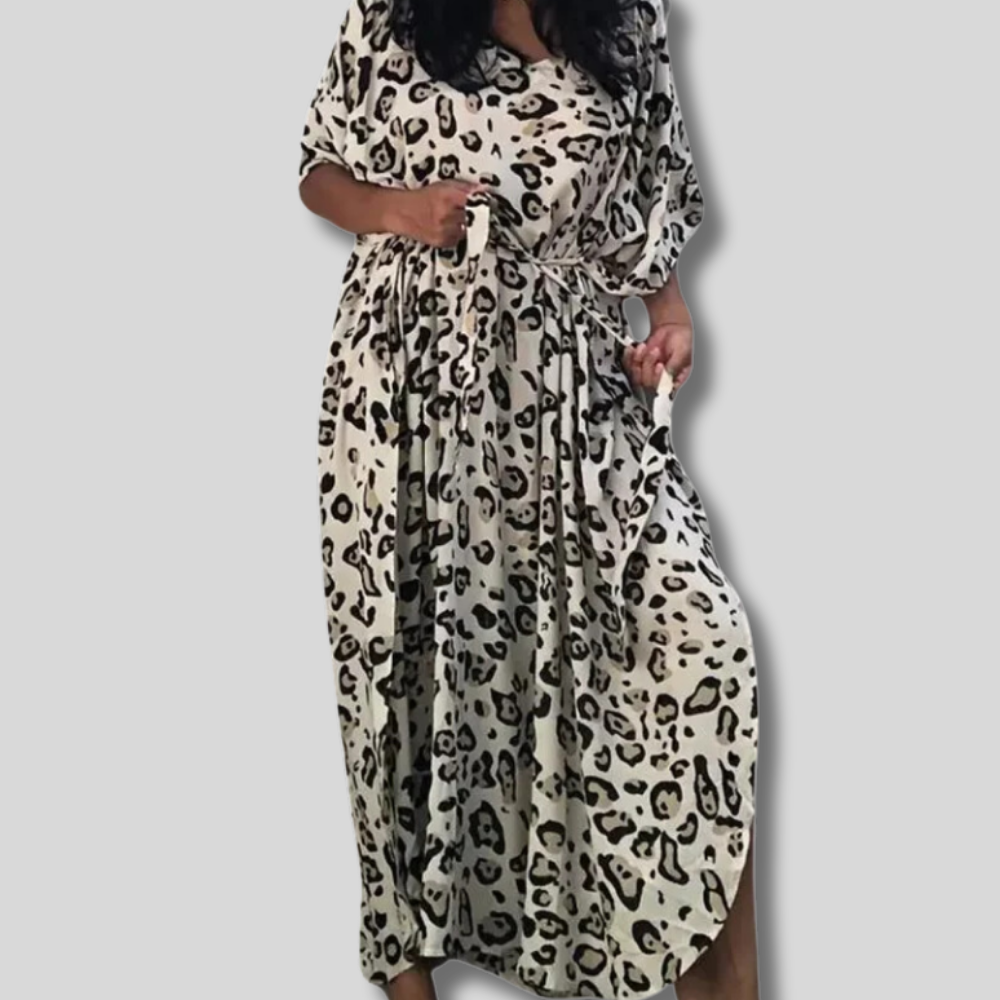 Caroline - Stylish Women's Maxi Dress in Chic Leopard Print