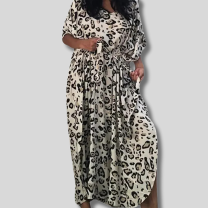 Caroline - Stylish Women's Maxi Dress in Chic Leopard Print