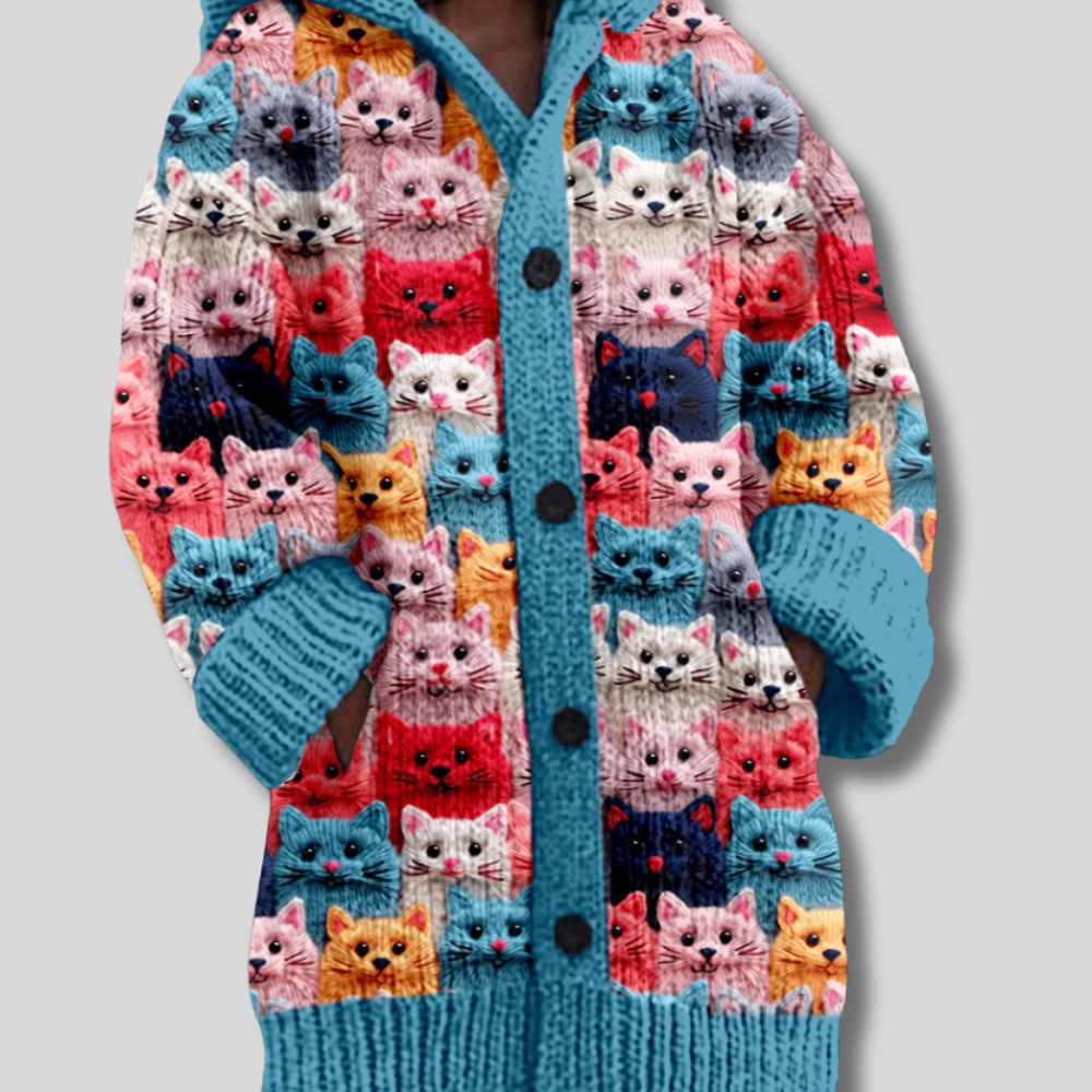 Idnira - Snuggly Autumn Cats Hoodie Cardigan for Maximum Comfort