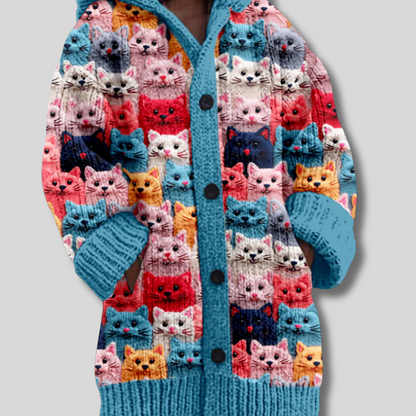 Idnira - Snuggly Autumn Cats Hoodie Cardigan for Maximum Comfort
