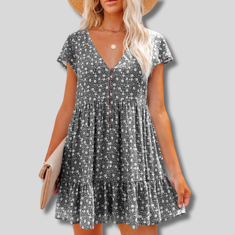 Angela - Effortlessly Stylish V-Neck Casual Dress