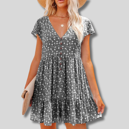 Angela - Effortlessly Stylish V-Neck Casual Dress