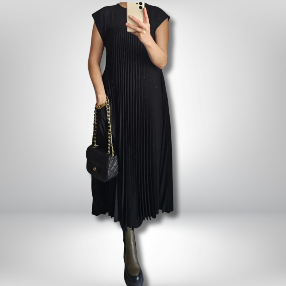 Zoey - Elegant Sleeveless Pleated Dress in Chic Solid Colors