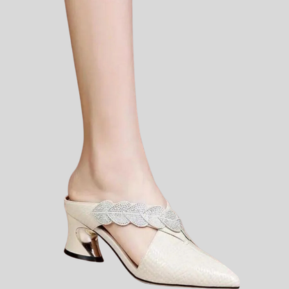 Anella - Elegant Lace Mules with Chic Braided Strap Design